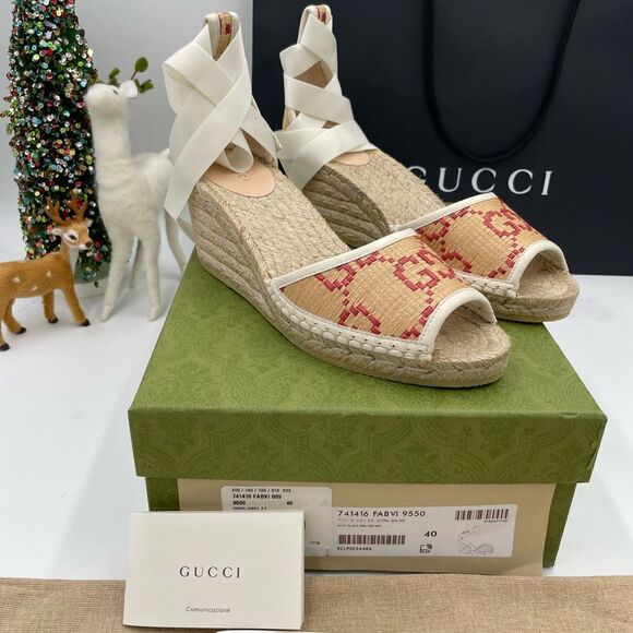 Women’s Gucci multicolor wedge espadrilles size 40 made in Spain - Picture 1 of 8